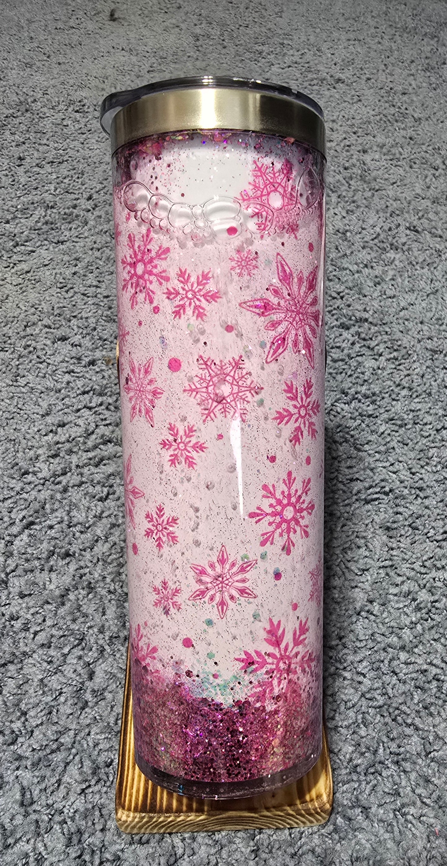 20 oz Pink Snowflake Snow Globe