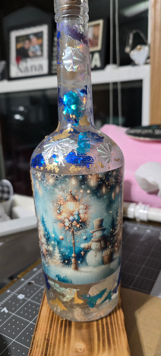 Lighted bottle-Snowman